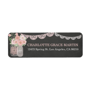 Chic Mason Jar & Chalkboard Étiquettes de adresse