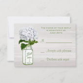 Chic Mason Jar & White Hydrangea RSVP Kaartje (Achterkant)