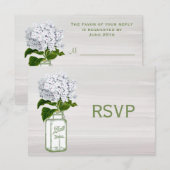 Chic Mason Jar & White Hydrangea RSVP Kaartje (Voorkant / Achterkant)