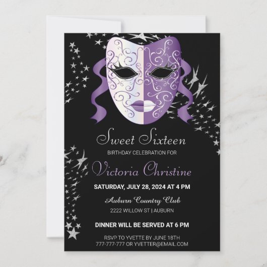 Chic Masquerade Carnaval Annival Invitation (Devant)