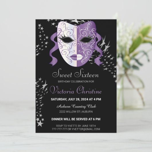 Chic Masquerade Carnaval Annival Invitation (Debout devant)