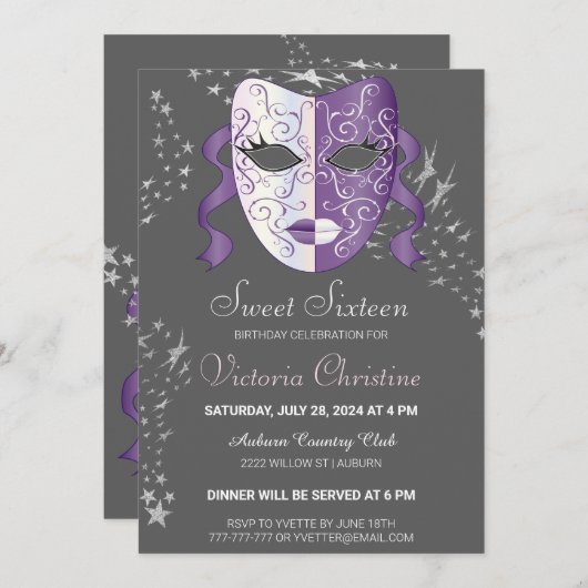 Chic Masquerade Carnaval Annival Invitation (Devant / Derrière)