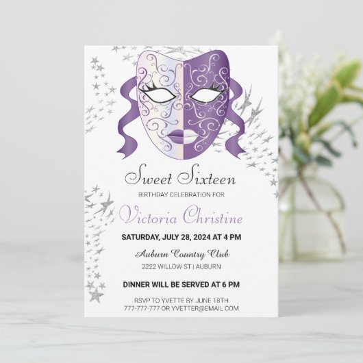 Chic Masquerade Carnival Birthday Uitnodiging (Staand voorkant)