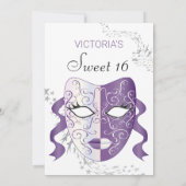 Chic Masquerade Carnival Birthday Uitnodiging (Achterkant)