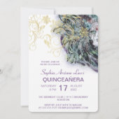 Chic Masquerade Gold Quinceañera Party Invitation (Devant)
