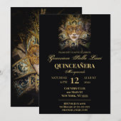 Chic Masquerade Quinceañera Party Invitation (Devant / Derrière)