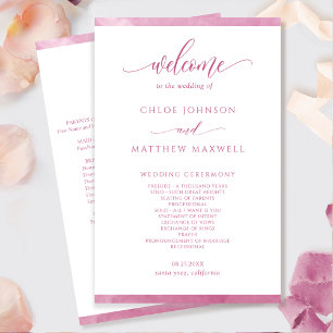 Chic Mauve Pink Watercolor Programme de mariage du