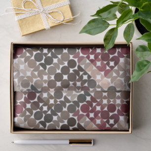 Chic Mauve Taupe Beige Maroon Red Circles Patroon Tissuepapier