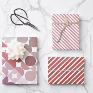 Chic Mauve Taupe Dusty Roos Circles Art Patroon Inpakpapier Vel