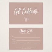 Chic Mauve Voucher Certificat cadeau (Devant & derrière)