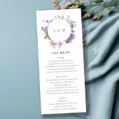 Chic Meadow Lila Bloemen Krans Trouwmenu Kaart