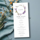 Chic Meadow Lilac Floral Wreath Wedding Programme 