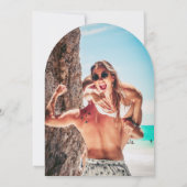 Chic Mediterraans Fotohuwelijk Save the Date Kaart (Achterkant)