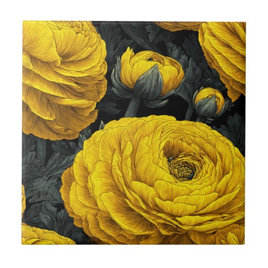 Chic Mediterranean RanunculusTiles For Home Decor Tegeltje (Voorkant)