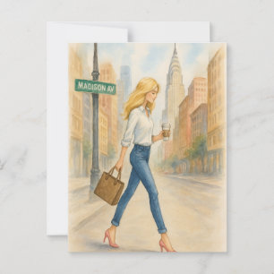 Chic meisje op Madison Ave in NYC Briefkaart