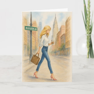 Chic meisje op Madison Ave in NYC Kaart