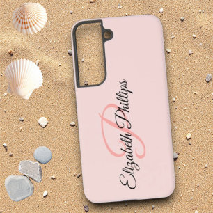 Chic Meisjesachtige Misty Rose Monogramletter Samsung Galaxy Hoesje