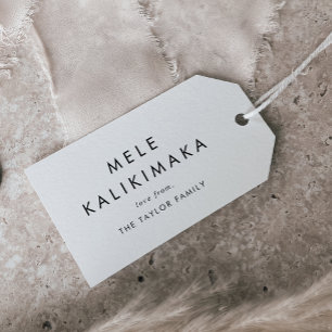 Chic Mele Kalikimaka Family Kerstfeestdag Cadeaulabel