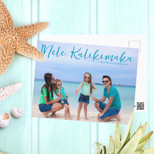 Chic Mele Kalikimaka Volledige familie foto tropis Briefkaart