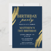 Chic Men Gold Navy 71e anniversaire invitations de (Devant)