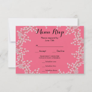 Chic Menu de Mariage RSVP Fleurs Roses et Perles