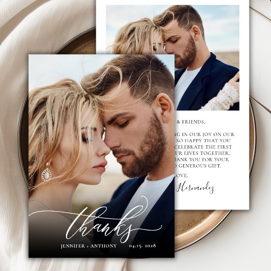 Chic Merci Script 2 Mariage photo Carte de remerci