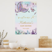 Chic Mermaid Baby shower onder het Zee Welkom Poster (Keuken)