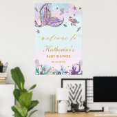Chic Mermaid Baby shower onder het Zee Welkom Poster (Thuiskantoor)