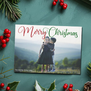 Chic Merry Christmas Fotoscript Magnet Kaart