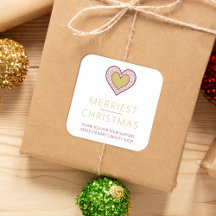 Chic Merry Christmas Gold Heart Lace Effect Thanks