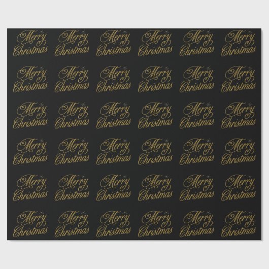 Chic Merry Christmas gouden handgeschreven script Cadeaupapier (Vlak)
