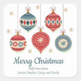 Chic Merry Christmas Ornamenten gepersonaliseerd Vierkante Sticker