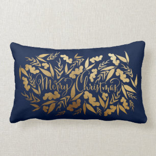 Chic Merry Gold Navy Blue Eucalyptus Kussen