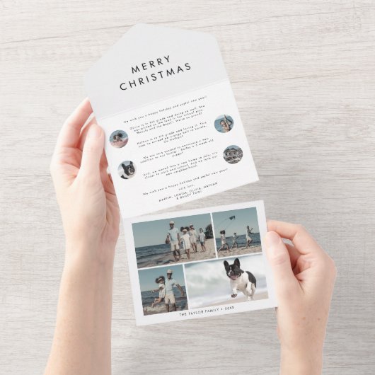 Chic Merry kerst Multi Photo Holiday All - in - Aa All In One Uitnodiging (Afscheurbaar)