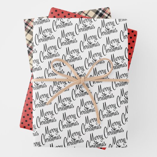 Chic Merry kerstgroet wil wit zijn Inpakpapier Vel (In situ)