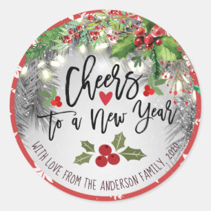 Chic Merry-kerstmannen naar een nieuwjaars groet Ronde Sticker