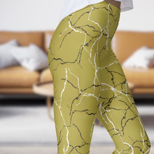 Chic messing en zwart wit breukpatroon leggings