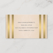 Chic Metallic Gold Stripes | Achtergrond textiel Visitekaartje (Achterkant)