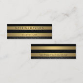 Chic Metallic Gold Stripes Confetti Glow Mini Visitekaartje (Voorkant / Achterkant)