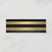 Chic Metallic Gold Stripes Confetti Glow Mini Visitekaartje (Achterkant)
