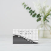 Chic Metallic Weave Pattern Silver Metallic Visitekaartje (Staand voorkant)