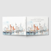 Chic Miami Florida Skyline Waterverf bruiloft Gastenboek (Volledig)