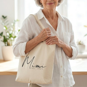 Chic Mimi EST Jaar Elke Dag Minimalistisch Schrift Tote Bag
