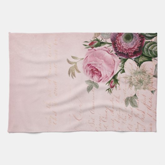 Chic minable rose de serviette de cuisine de fleur (Horizontal)