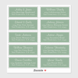 Chic Mineral Green Wedding Guest Adresetiketten Sticker