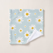 Chic Minimaal Madeliefje Turquoise Script Monogram Bad Handdoek (Wasdoekje)