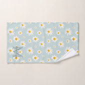Chic Minimaal Madeliefje Turquoise Script Monogram Bad Handdoek (Handdoek)