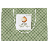 Chic Minimal Christmas Gift Bag Neutral Sage Tones Groot Cadeauzakje (Voorkant)