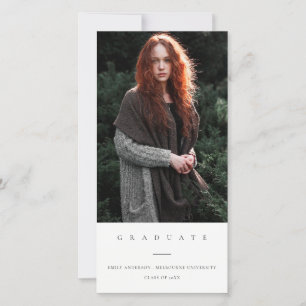 CHIC MINIMAL CLEAN FOTO AFSTUDEREN ANNOUNCTION BEDANKKAART