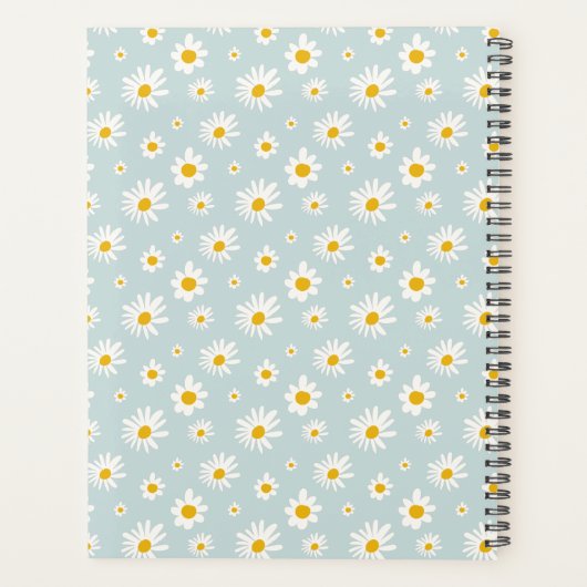 Chic Minimal Daisy Teal Script Monogram Planner (Achterkant)